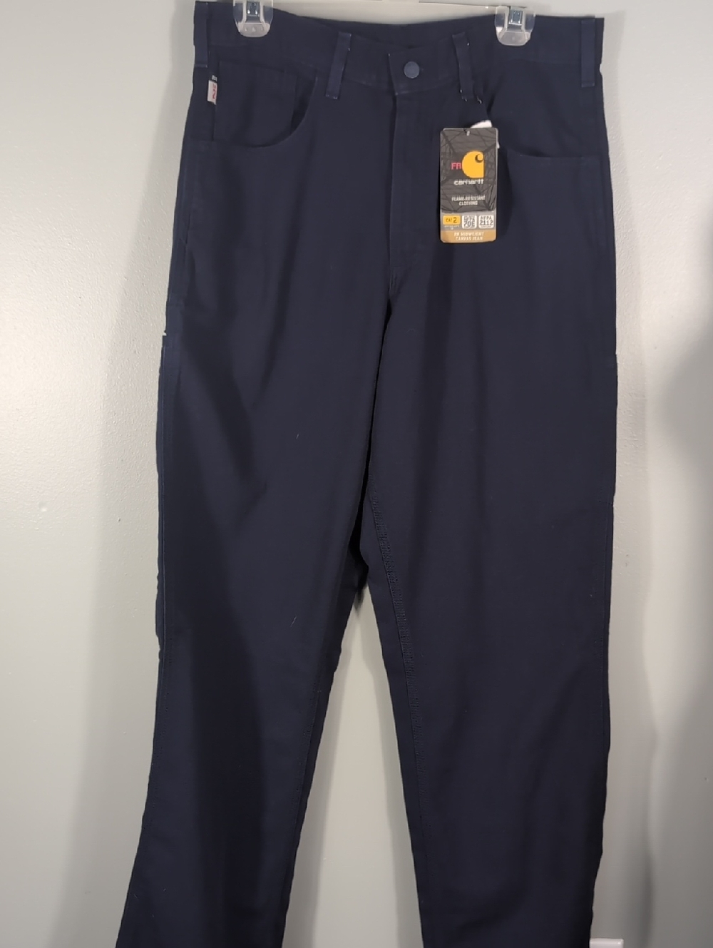 NWT Carhartt Flame Resistant Midweight Navy Cargo Jean, 32x34.